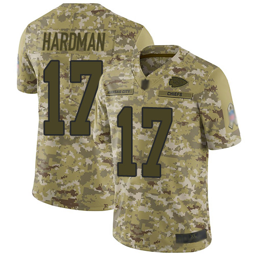 Men Kansas City Chiefs #17 Hardman Mecole Limited Camo 2018 Salute to Service Football Nike NFL Jersey